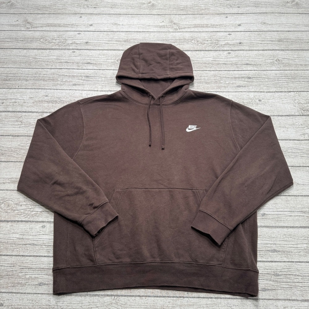 Nike Hoodie Men's XL Brown Loose Fit Fleece Lined Athletic Sportswear Sweatshirt